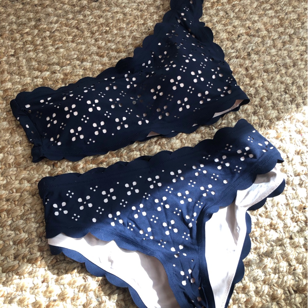 J. Crew Navy and White Women's Swimwear